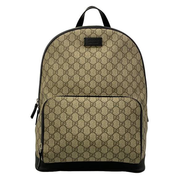 Gucci GG Supreme Backpack 406370 Beige Black PVC Leather main image 9